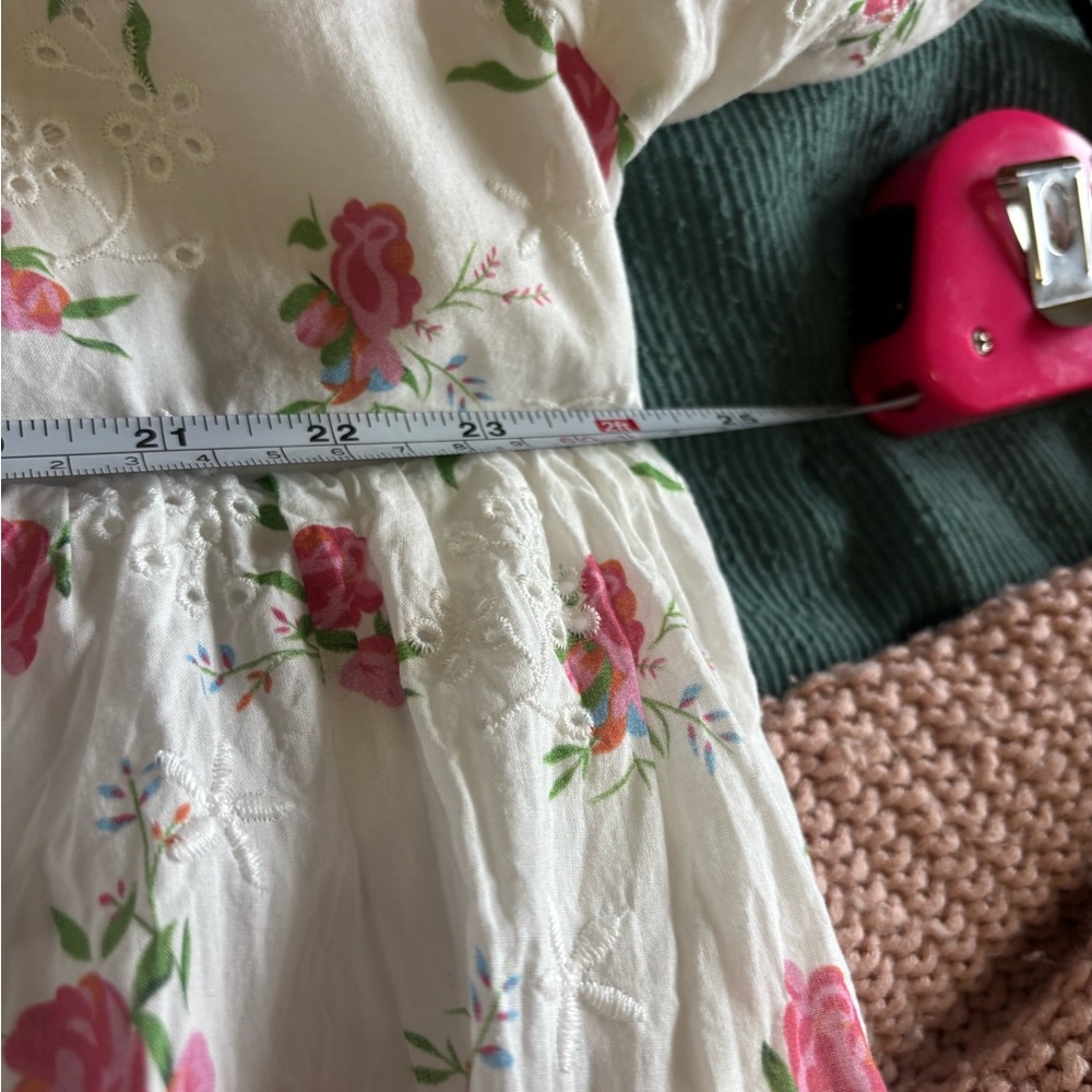 English Factory White and Pink Floral tie back Dress - Picture 7 of 7